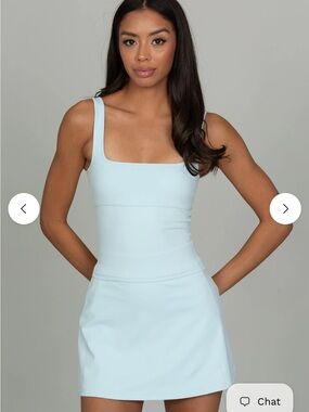 Gold hinge Square Neck Tank Top - Light Blue